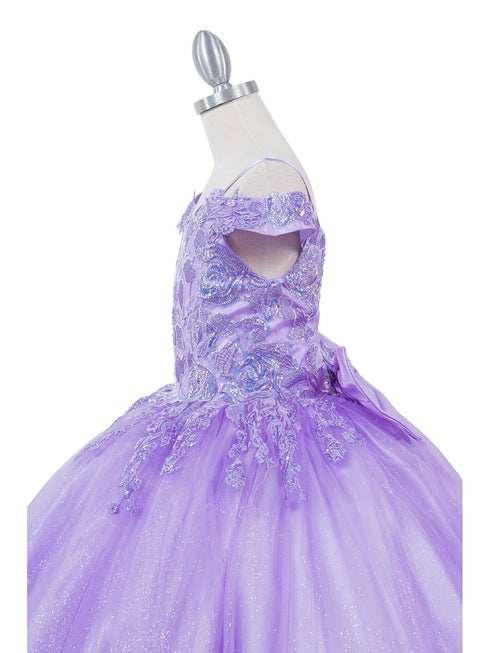 Girls Multi Color Bliss Mini Quince Off-Shoulder Tail Pageant Dress 2-16 - SophiasStyle.com